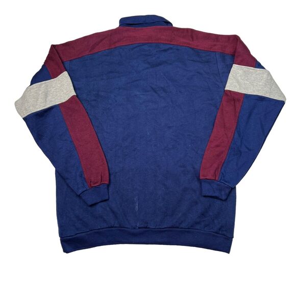Spalding VTG 90s Colorblock Collared Crewneck Sweatshirt Maroon Blue XL - Picture 2 of 6